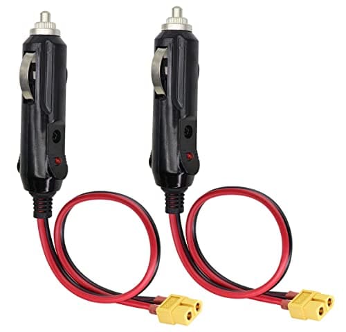 AAOTOKK (2Pack 16AWG XT60 to Cigarette Lighter Cable,12V Cigarette Lighter Male Plug to XT60 Female Adapter Extension Cable compatible for Freestyle Fpv Drones Battery Charging Cable.(0.3m/1ft-F)