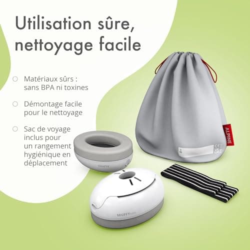 Alpine Muffy Baby Casque Anti Bruit Bébé : Protection Auditive Pour Bébés et Tout-Petits Jusqu'à 36 Mois - Certifié CE - Améliore le Sommeil Pendant les Déplacements - Réglable et Confortable - Noir