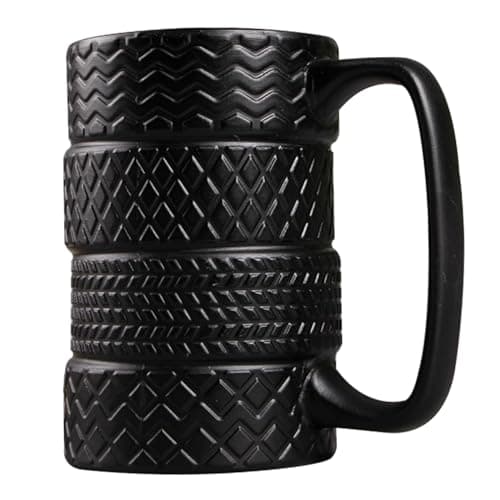 Tasse de nouveauté de pneus, tasse de pneu en céramique de grande capacité 3D grande tasse de voiture avec poignée portable tasses de pneu à café frais pour les amateurs de voitures ménagers de