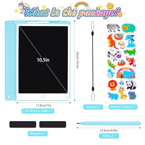 Damcyer Tablette Dessin Enfant, 10.5 Pouces Tablette D'Écriture LCD, Tablette Graphique pour Enfants avec Bouton de Suppression Et Interrupteur de Verrouillage pour Jeux pour 2 3 4 5 6 7 Ans, Bleu