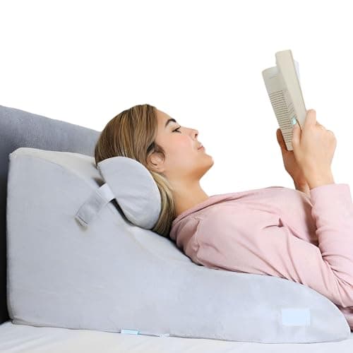 Relivy - Coussin de Lecture pour Lit, Coussin Dossier Canapé, Oreiller de Lecture, Coussin Dos, Fauteuil Lit, Coussin Dossier Canapé, Coussin Triangulaire, Oreiller Triangulaire, Dossier de Lit