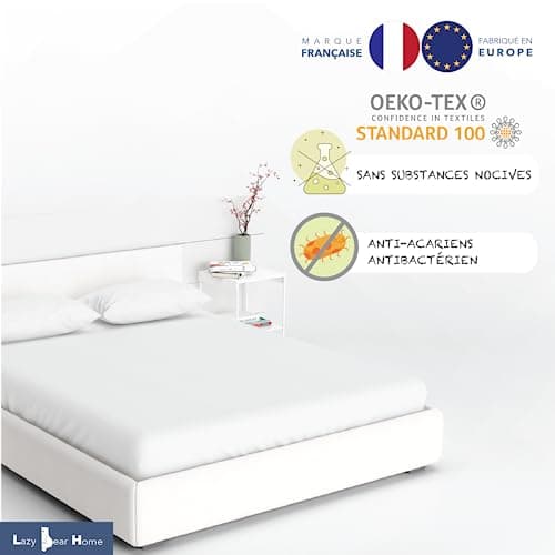 Lazy Bear Home | Protège Matelas 140x190/200 cm Imperméable Jersey 100% Coton, Alèse Drap Housse Grand Bonnet 30 cm | Marque Française, Fabriqué UE
