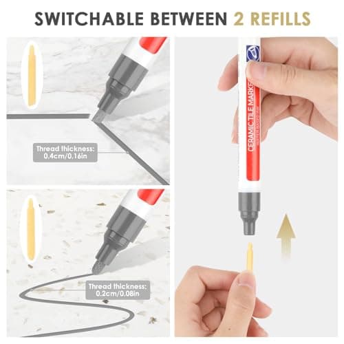 Penriter Stylo Joint Carrelage Gris 6pcs, 5ml Imperméable Marqueur Joints, grishisseur joint Carrelage, Stylo à Coulis de Réparation pour Salle de Bain, Cuisine, Carrelage, Sol