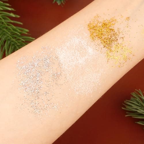 60g Poudre à Paillettes Or Argent Blanc Peinture Pailletée Fines Scintillant en PET Accessoire Loisirs Créatif Décoration DIY Nail Boule de Neige pour Fête Noël Mariage Anniversaire