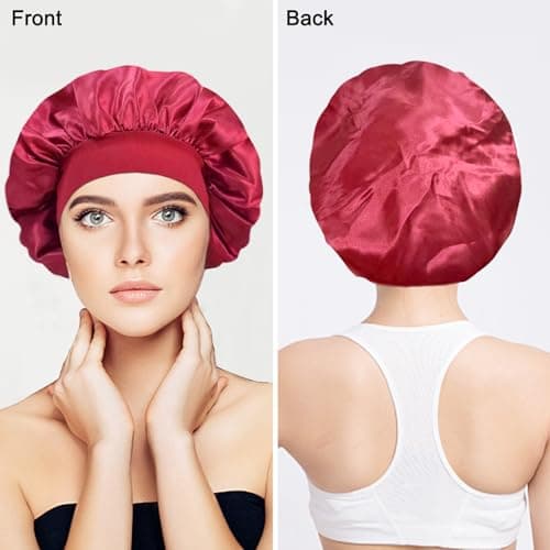 Kavya Bonnet Satin Cheveux Nuit, 3 Pcs Bonnet Soie Cheveux Nuit 4 Pcs Élastiques Caoutchouc, Charlotte Cheveux Nuit Convient Aux Soins Capillaires