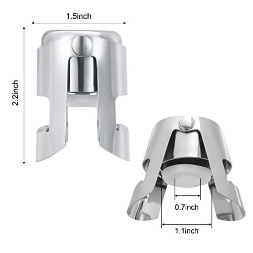 OWO Lot de 2 bouchons à champagne avec acier inoxydable - Pour champagne, cava, prosecco et vin mousseux - Bouchon compact pour bouteille de champagne