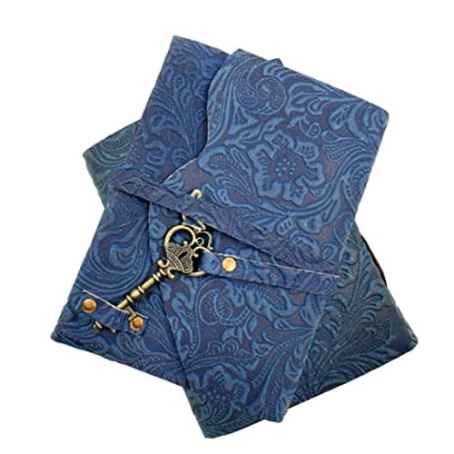 OVERDOSE Journal Antique À Fleurs Bleues Fabriqué À La Main Avec Fermeture À Clé Au Trésor – Carnet De Croquis, Scrapbooking, Écriture, Carnet De Notes - 5 X 7 Pouces | 12x17 Cm | A6