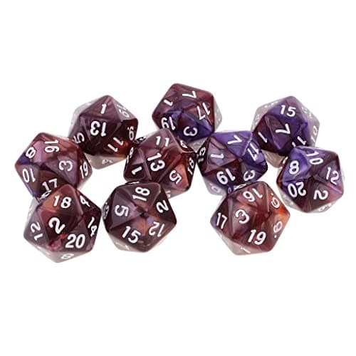 Sharplace 10pcs Dés Chiffres 20 Faces Dice D20 Accessoires pour Jeux de Rôle Bar Club (Café Violet)