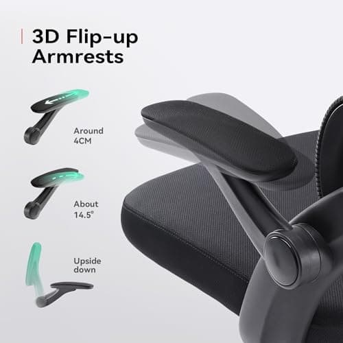 SIHOO M102C Chaise de Bureau, Chaise Ergonomique Fauteuil de Bureau Dossier Haut, Chaise de Bureau Grande et Haute avec accoudoirs rabattables, Soutien Lombaire réglable, Chaise avec appuie-tête,Noir