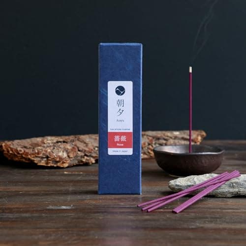 Asayu Japan Baton Encens Japonais Parfum Rose, Boite 20 g, Fabriqué au Japon pour Relaxation et Détente