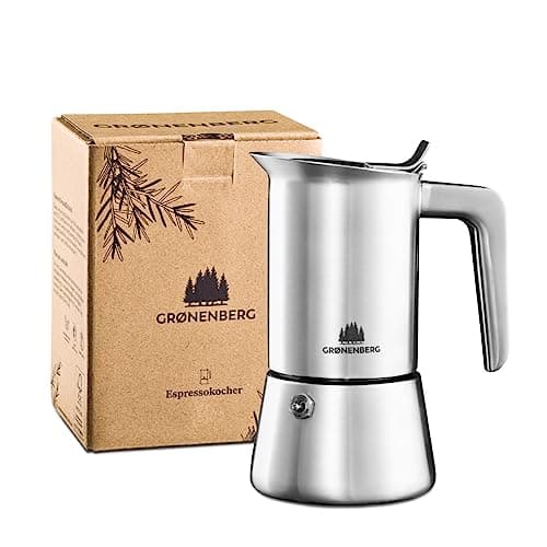 Groenenberg Cafetiere italienne induction | Cafetière italienne en acier inox 4 Tasses (200 ml) I Moka pour les amateurs de café