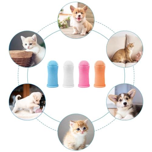 Avesteir Brosse 6 Pièces a Dent Chien 4 Couleurs, Brosses à Dents pour Chiens Silicone Souple et 360° Poils Entièrement Enveloppés, Brosse à Dent Chien Doigt pour Petits Animaux de Compagnie