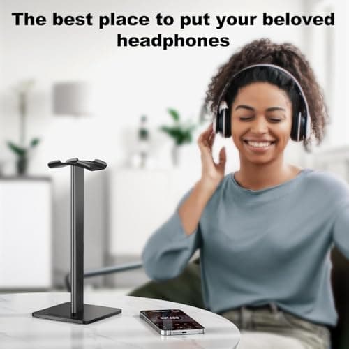 New Bee Support Universel pour écouteurs Over Sennheiser, Sony, Audio-Technica, Bose, Shure, AKG, Casque de Jeu et Affichage, Aluminium + TPU + ABS, Noir