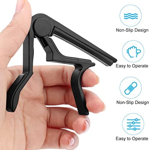 Capodastre Guitare Classique Electrique Folk Capo Guitare pour Guitare Acoustique et Electrique Guitare Occidentale Mandoline et Banjo Ukulélé | Noir