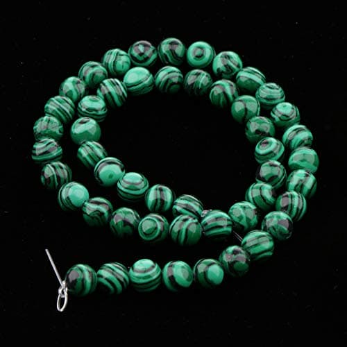 Harilla Perles Rondes Brin Malachite Pierres Perles Rondes Charmes pour la Fabrication de Bijoux DIY, 8mm