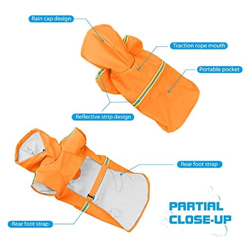 PETCUTE Imperméable pour Chien,Imperméable Chien avec Capuchon,100% étanche et Coupe-Vent Manteau Imperméable pour Chien avec des Bandes Réfléchissantes,Trou pour Harnais,pour Tous les Types de Chiens