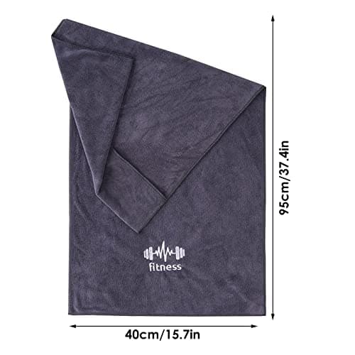 Serviette de Fitness Gym, Serviette de Sport Microfibre, Serviette d'entraînement Absorbante avec Fixation, Serviette de Voyage Légère pour Sport Yoga Randonnée Plage Douche(Gray)