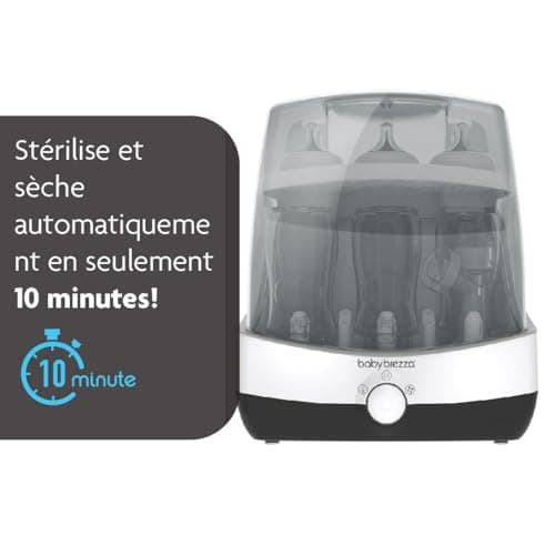 Baby Brezza - Superfast Sterilizer Dryer - Stérilisateur de biberons pour bébés/nourrissons - Stérilisation vapeur, universelle pour tous types de biberons
