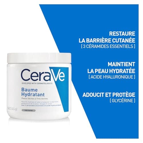 CeraVe - Baume Hydratant - Nourrit, Hydrate et Aide à Restaurer la Barrière Cutanée - Visage & Corps - Acide Hyaluronique + 3 Céramides Essentiels - Sans Parfum - Peau Sèche à Très Sèche - 2 x 454 ml