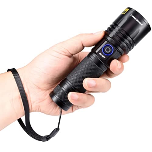 DARKBEAM Lampe Torche UV 365nm Puissante Lumière Noire, LED Lampe de Wood 20W Rechargeable USB C Portable, Lampe de Poche Ultra Violet Détecteur d'urine, Fuite détection, Durcissement en Résine, B14
