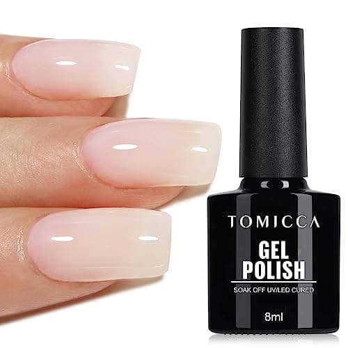 TOMICCA Vernis Semi Permanent Blanc Laiteux, 8ml Vernis Semi-Permanent Naturel French Gel Milky White Nail Art Gel Blanc UV LED Soak Off Vernis Manucure