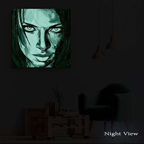 Startonight Impression Sur Toile Eva Femme, Séduisante Visage Peint - Tableau Abstrait - Decoration Murale Salon Moderne - Image sur Toile - 80 x 80 cm Effet Lumineux Nocturne