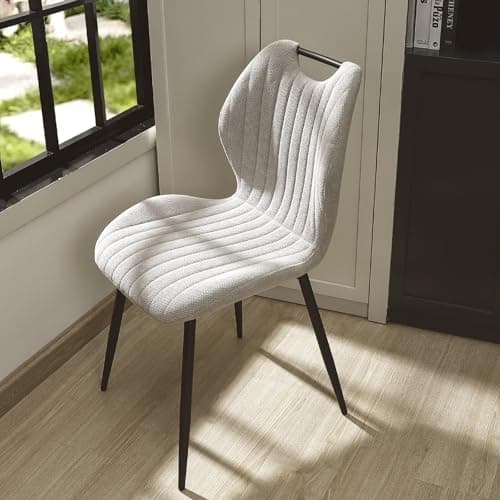 LEWE Chaises de Salle à Manger Lot de 4, Chaises de Cuisine Chaise de Salon Chaise Rembourrée avec Pieds en Métal, Chaise de Maquillage avec Dossier en Tissu, Chaises Pour Salle à Manger Salon Cuisine