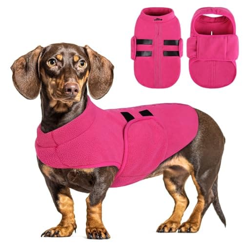 PUZAUKAL Pull pour Petit Chien,Pull-Overs pour Chien et Chat en Polaire Doux Veste Gilet Chien avec Harnais Pull Chaud pour Moyen Grand Chien Rose(XL)