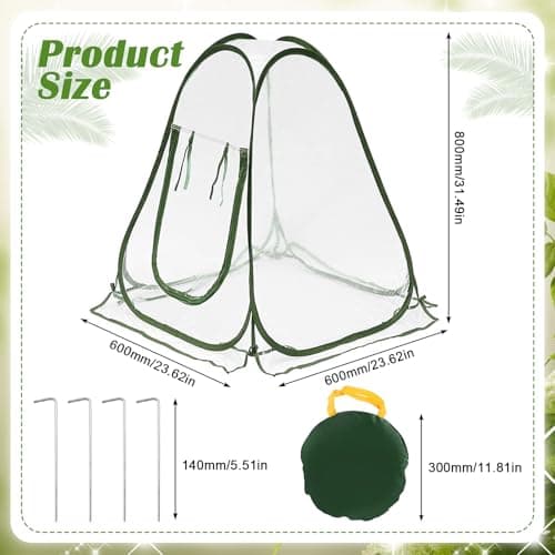 Mini Serre de Jardin 70x70x80 cm Tente d'Hivernage Petite Serre en PVC avec Porte Zippée Pas de Montage Nécessaire pour Plantes Fleurs Légumes Interieur Exterieur