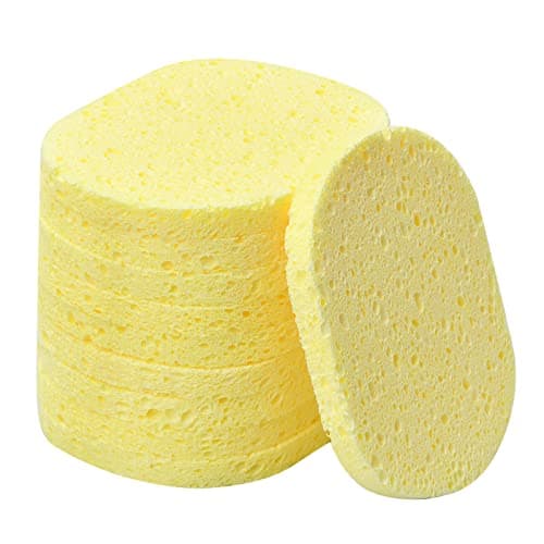10 Pcs Éponge Visage Nettoyant, Éponge Cosmétiques en Cellulose Naturelle, Éponges Démaquillantes Réutilisable, Visage Lavage Éponges pour Masque Exfoliant Profondeur Nettoyage, Non Irritant (Jaune)