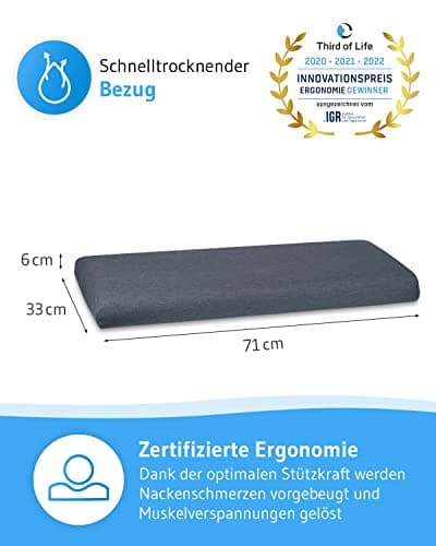 Oreiller Ergonomique HADAR Low Quickdry | pour Dormir sur Le Ventre | Coussin Cervical orthopédique | Mousse Viscoélastique | Housse avec thermorégulation et à séchage Rapide