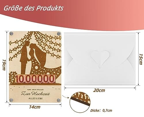 WenmthG Cadeau d'argent de mariage - Premier million - Cadeaux de mariage pour couple de mariés - Cadeaux en argent avec emballage - Décoration de mariage - Cadeaux pour femmes et hommes - Livre d'or