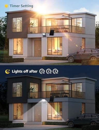 Aigostar Projecteur Solaire LED d’extérieur avec grand panneau solaire, 200W,2000LM, batterie de grande capacité,IP65, 6500K, lampe solaire extérieure pour jardins, portes, garages,câble de 2M