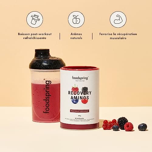 foodspring Recovery Aminos, Fruits rouges, 400g, La récupération n'a jamais été aussi saine, Fabriqué en Allemagne