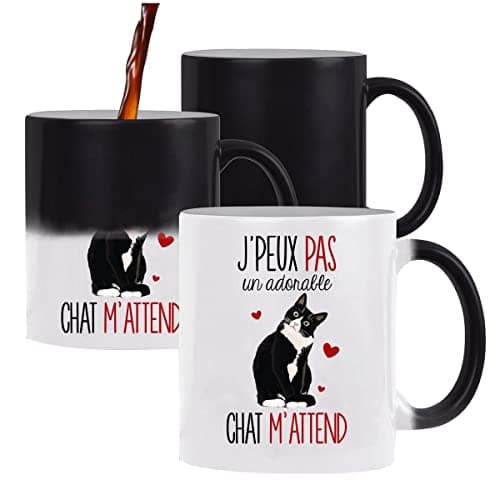 Planetee Mug magique J'peux pas Chat | Tasse change de couleur avec la chaleur