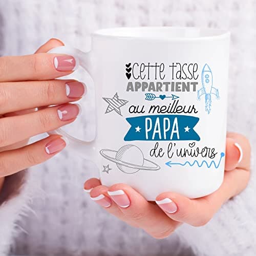ÉNJA Création. Mug papa. Papa/Tasse – Le meilleure de l'univers - Futur papa - Cadeau anniversaire Cadeau original. Céramique haute qualité 11oz - 320 ML (PAPA)