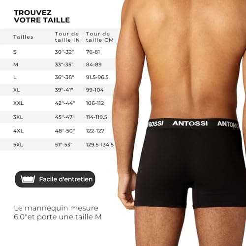 ANTONIO ROSSI (lot de 12) boxers ajustés pour hommes - Boxers pour hommes avec ceinture élastique