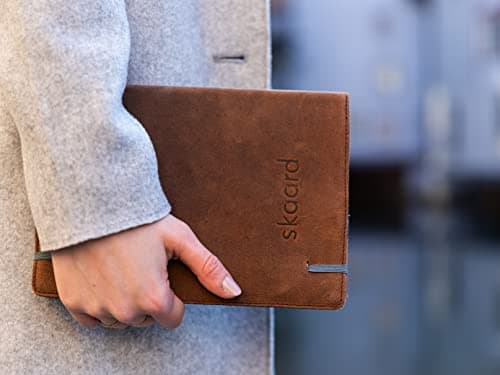 skaard Carnet de Notes | A5 | Papier Recyclé Pointillé | Cuir Vintage | Design Bleu | Rechargeable