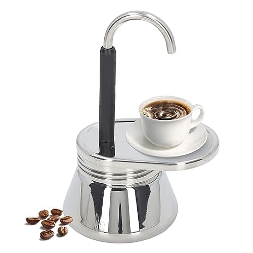 Tissting Cafetière Moka de 6,1 X 3,7 Pouces, Machine à Expresso à Bec Unique en Acier Inoxydable, Portable Moka Express en Acier Inoxydable, Mini Cafetière à Expresso Italienne Machine à Café