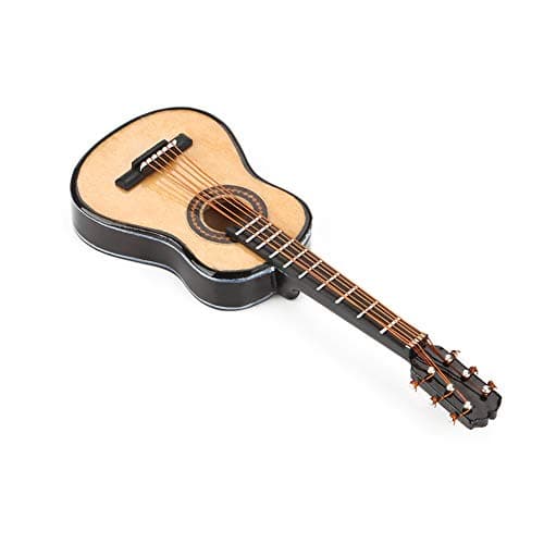 Lazmin Modèle de Guitare Miniature, Ornement d'Instrument de Guitare en Bois avec Support et Étui, pour la Décoration de la Maison, Cadeaux pour Enfants, Amis