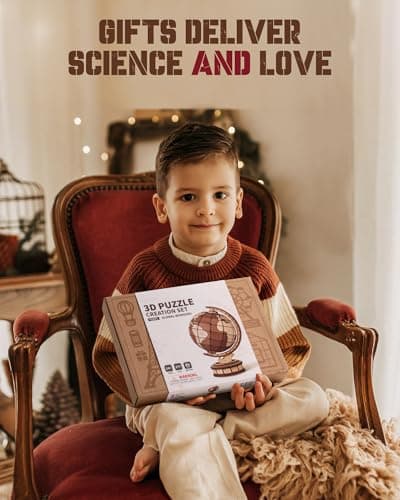 ROBOTIME Puzzle 3D Maquette Globe en Bois a Construire Adulte, Construction Bois Modelisme Maquette Adulte, Cadeaux pour Adultes Et Adolescents