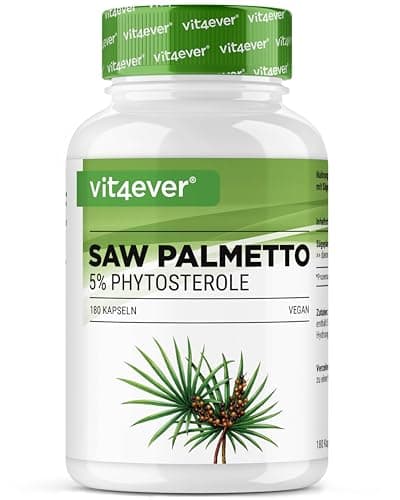 Extrait de palmier nain - 180 capsules avec 500 mg d'extrait réel - Premium : 5% de phytostérols = 25 mg - Extrait de palmier nain à haute dose - Vegan