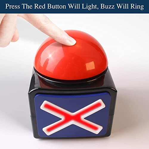 BEAN LIEVE Buzzer Game Show Buttons - Lot de 4 buzzers de réponse avec lumière et Son d'alarme, buzzers pour Les Quiz en Classe, Trivia Quiz Got Talent et Family Feud