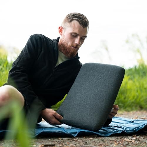 WOODILLA Oreiller de Voyage de, Dimensions 50x30x10 cm Oreiller en Mousse à mémoire de Forme avec Sac de Transport, Oreiller de Voyage Portable pour l'avion, la Voiture ou Le Camping en Plein air