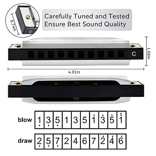 East Top - Harmonica diatonique de blues en clé de do à 10 trous pour adultes, enfants, débutants, professionnels et étudiants - 20 tons