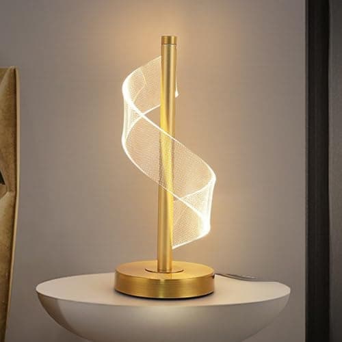 Mengjay LED Lampe de chevet,LED dimmable Spirale Lampe de table,3 températures,LED Moderne Lampe de Bureau pour chambre/salon/bureau/hôtel (Doré)