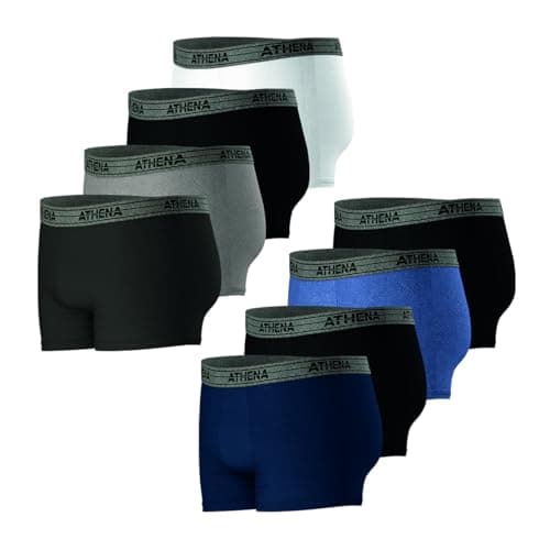Athena Basic Coton 8A71 sous-vêtement, Gris/Noir/Blanc/Bleu, L Homme