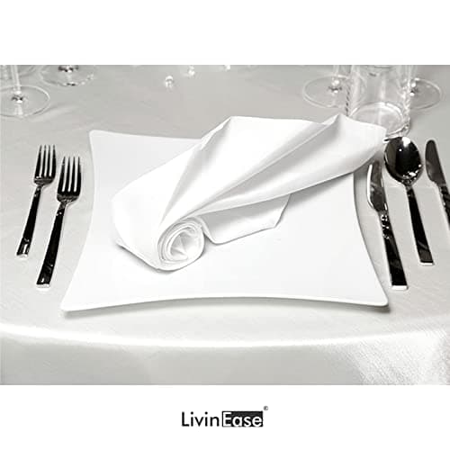LivinEase Serviettes en Tissu en Coton - Lot de 12 Serviettes de Table Blanc - 100% Coton 46 x 46 cm Serviettes en Tissu surdimensionnées réutilisables idéales pour Le dîner de Noël (Blanc)
