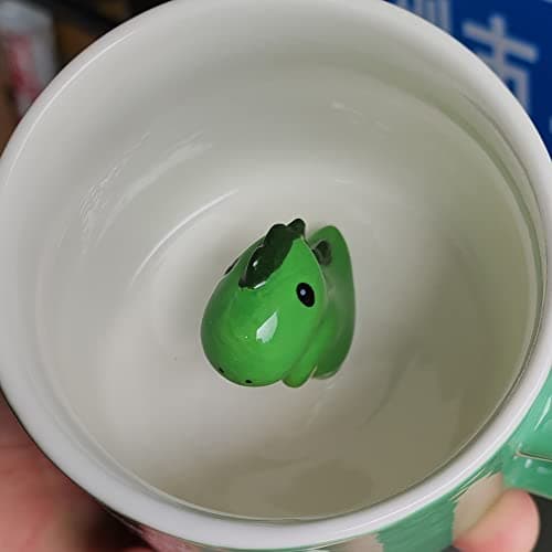 LOZACHE Tasse dinosaure 3D en céramique, unique faite à la main, cadeau de Noël pour anniversaire, femme, fille, petite amie (dinosaure), CMG-3D