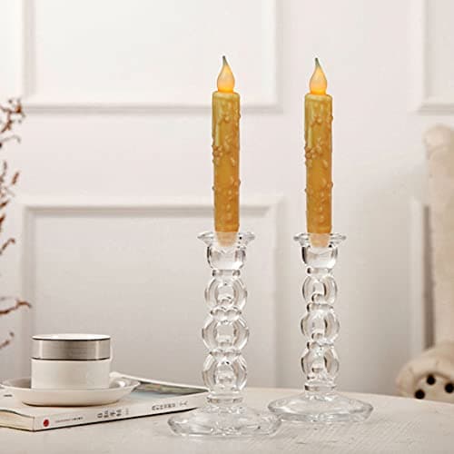 CVHOMEDECO. Bougies en cire véritable trempées à la main, alimentées par piles, avec minuterie LED, décor rustique primitif, 17,1 cm, orange, 6 PCS dans un paquet.